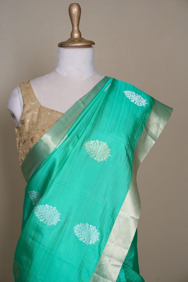 Mint Green With Cream Pallu South Soft Silk Saree