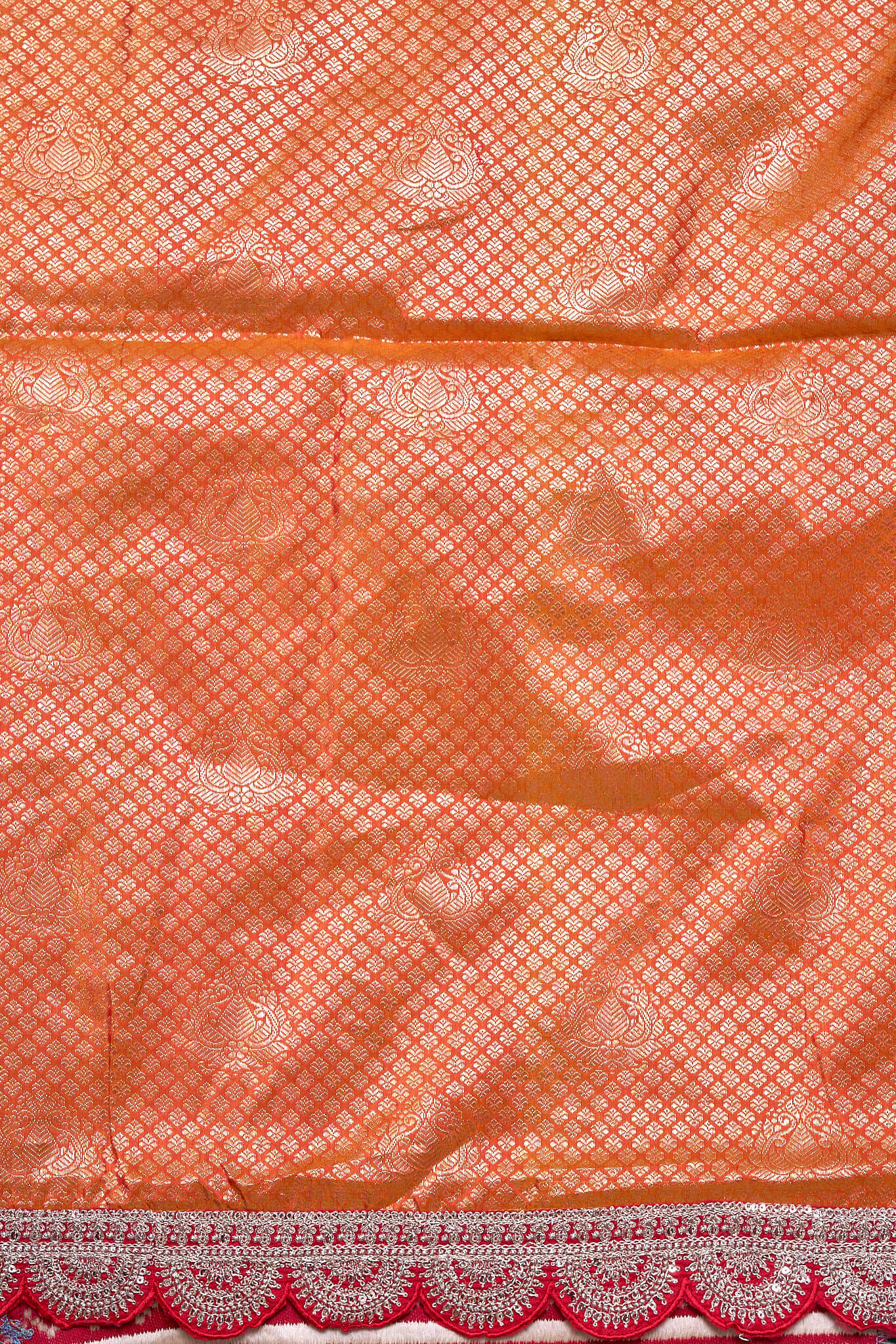 Multi-Color Brocade & Patola Chex Pallu Fusion Signature Saree with Red Zardoshi Cutwork Border