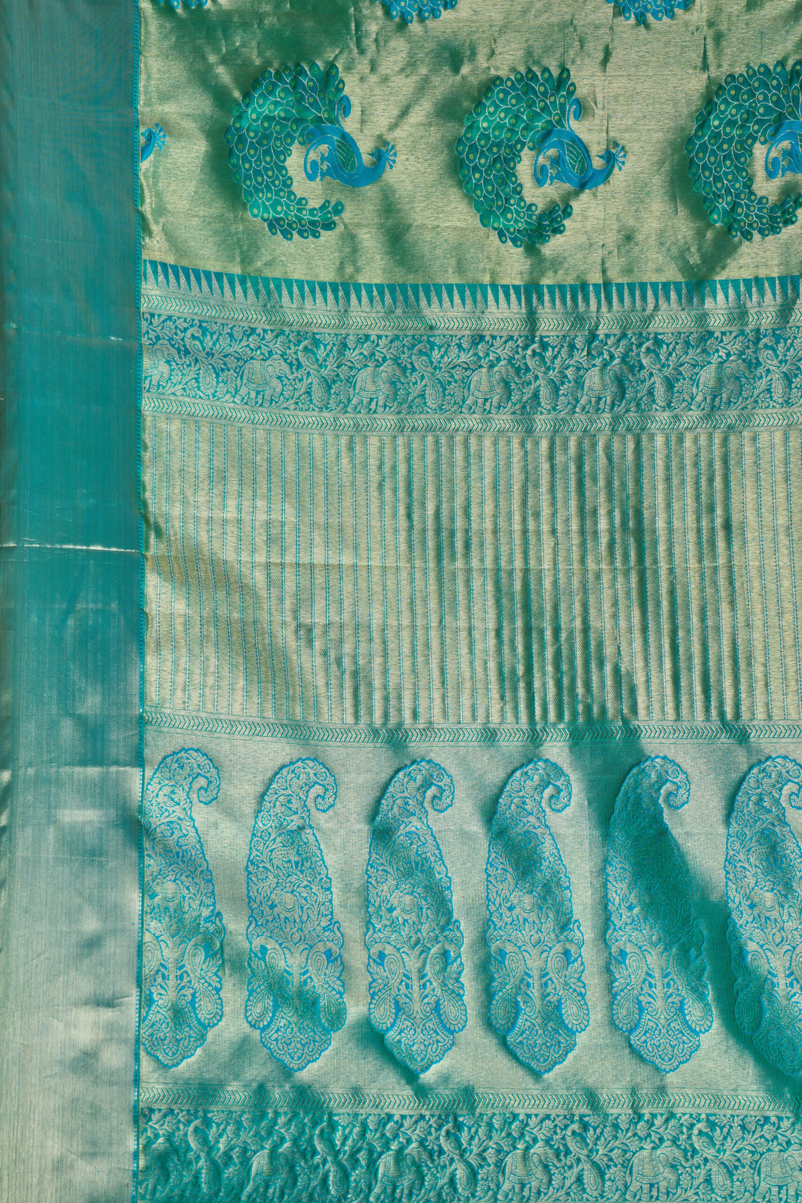 Parrot Peacock with Peacock Butta Kanchipuram Silk Saree
