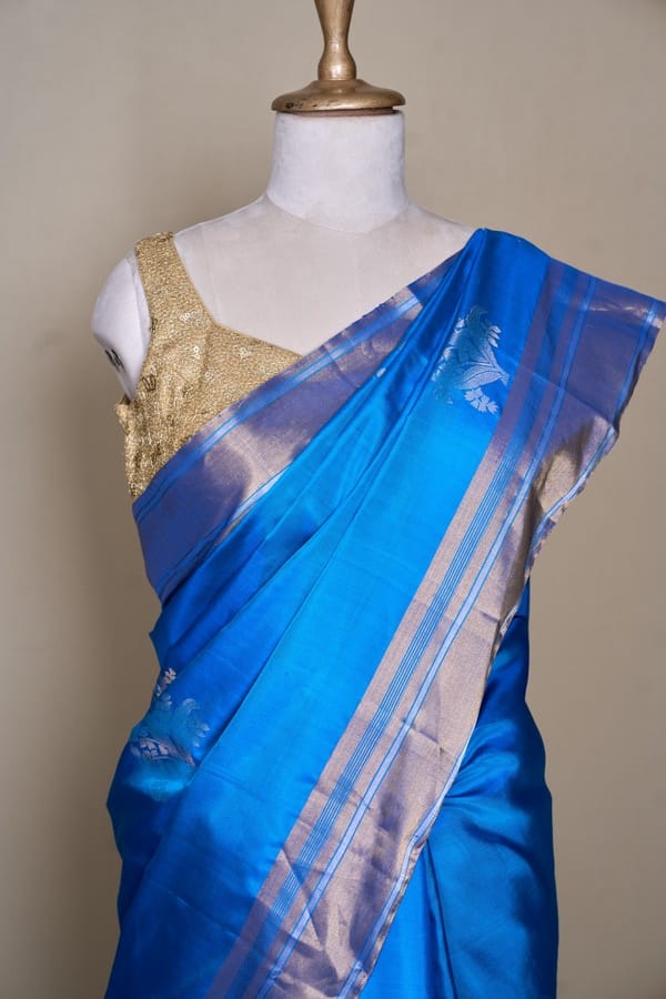Peacock Blue South Soft Silk Saree