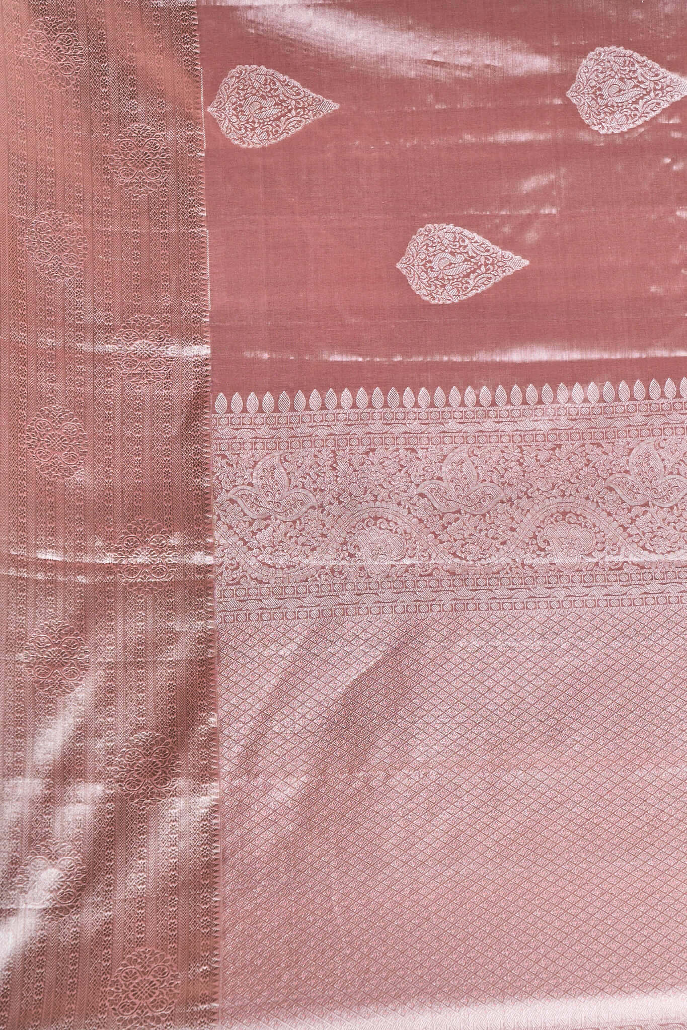 Metallic Peach Kanchipuram Silk Saree