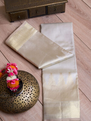 Pearl Colour Kanchipuram Silk Saree