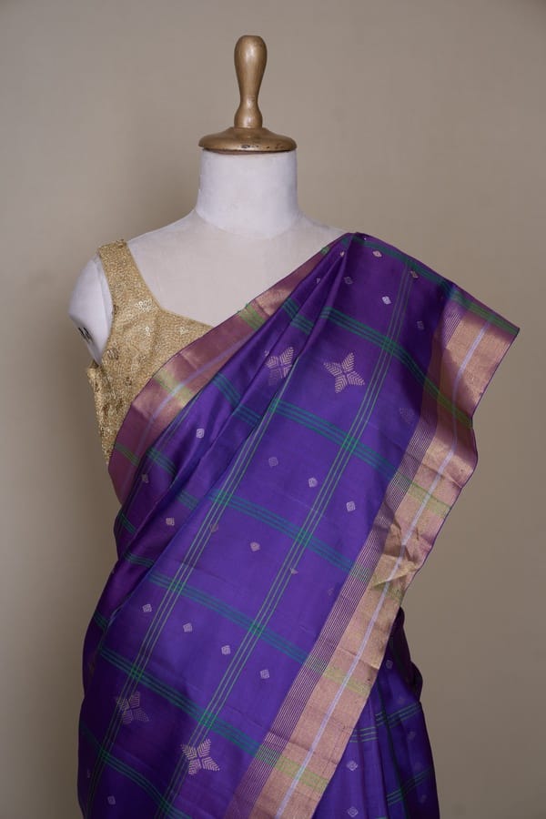 Purple With Peacock Pallu South Soft Silk Saree