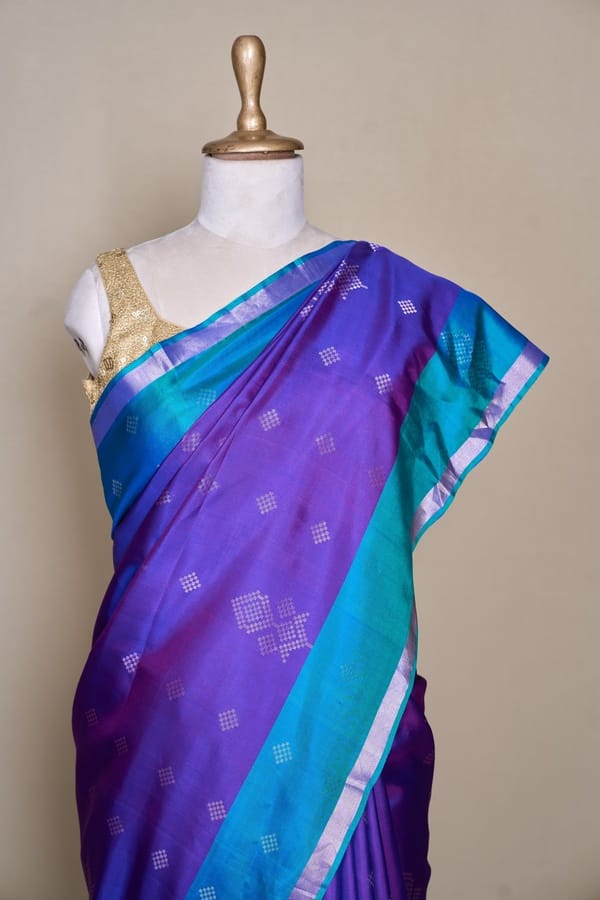 Purple With Rama Green Pallu South Soft Silk Saree