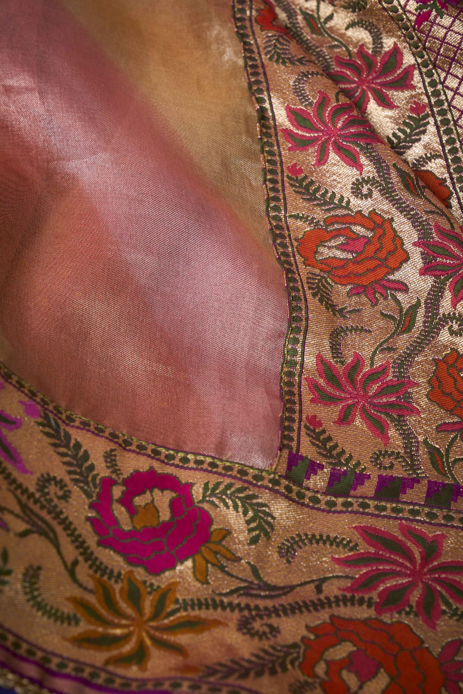 Rankat Laheriya Tissue with Rani Banarasi Georgette Bandhani Pallu & Border Signature Silk Saree
