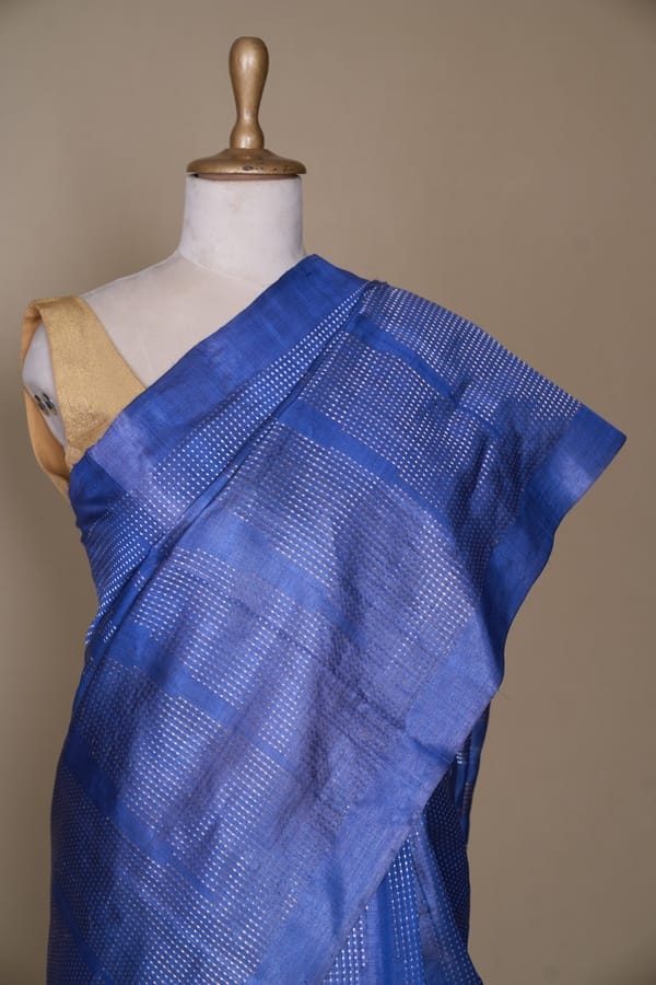 Sapphire Blue Tussar South Silk Saree