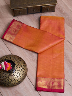 Tangy Orange South Silk Saree