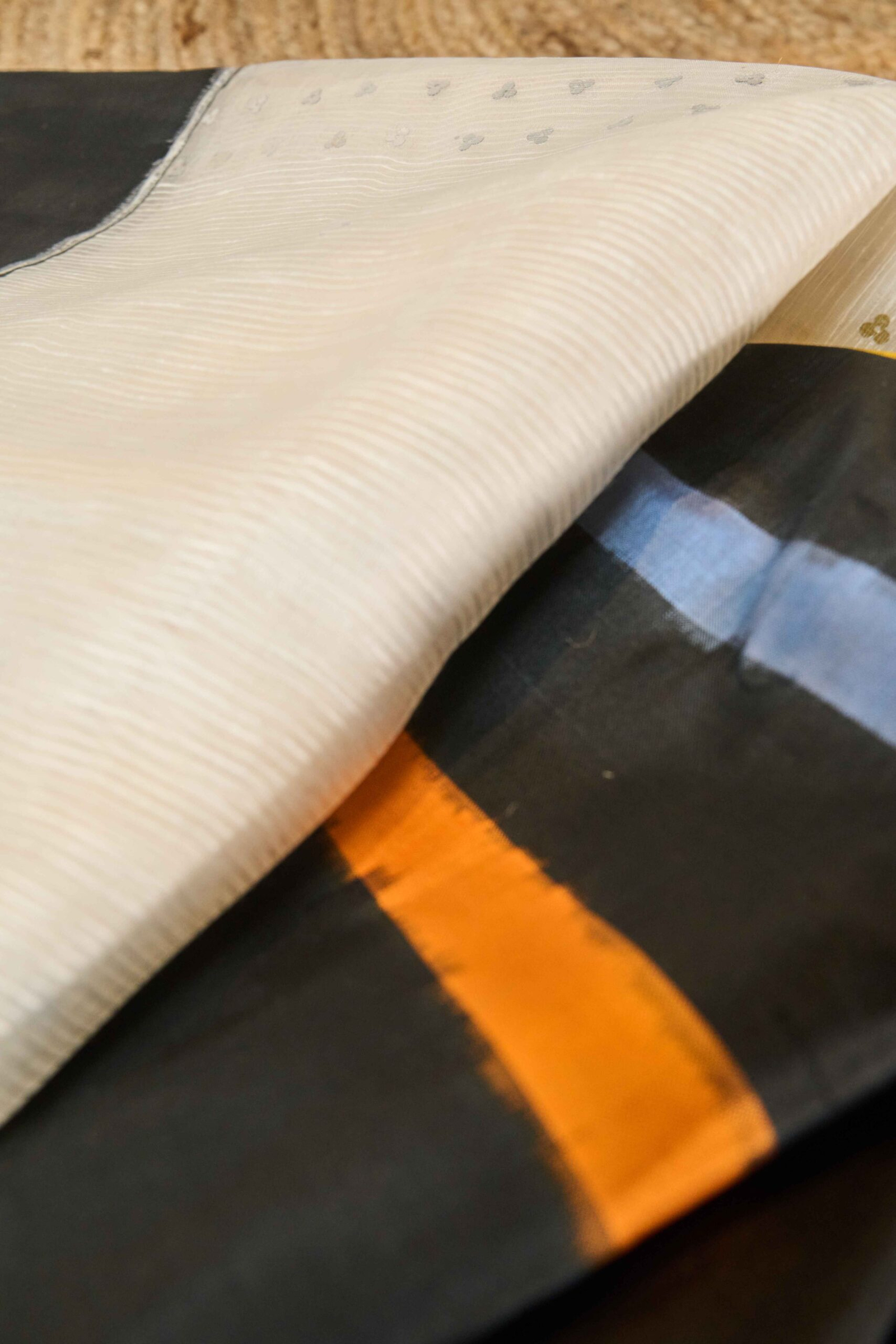 White Organza with Ikat Patola Pallu & Border Signature Silk Saree