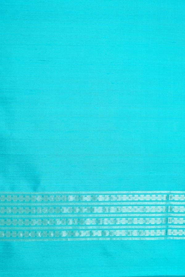 Aqua Blue Tri Color South Kora Silk Saree