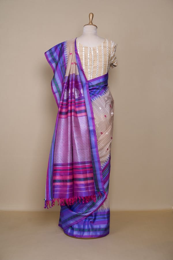 Chikoo Purple Gadhwal Silk Saree