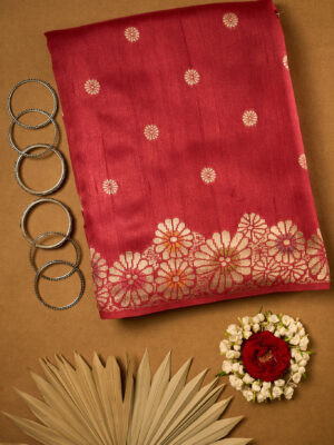 Flamingo raw Tussar saree