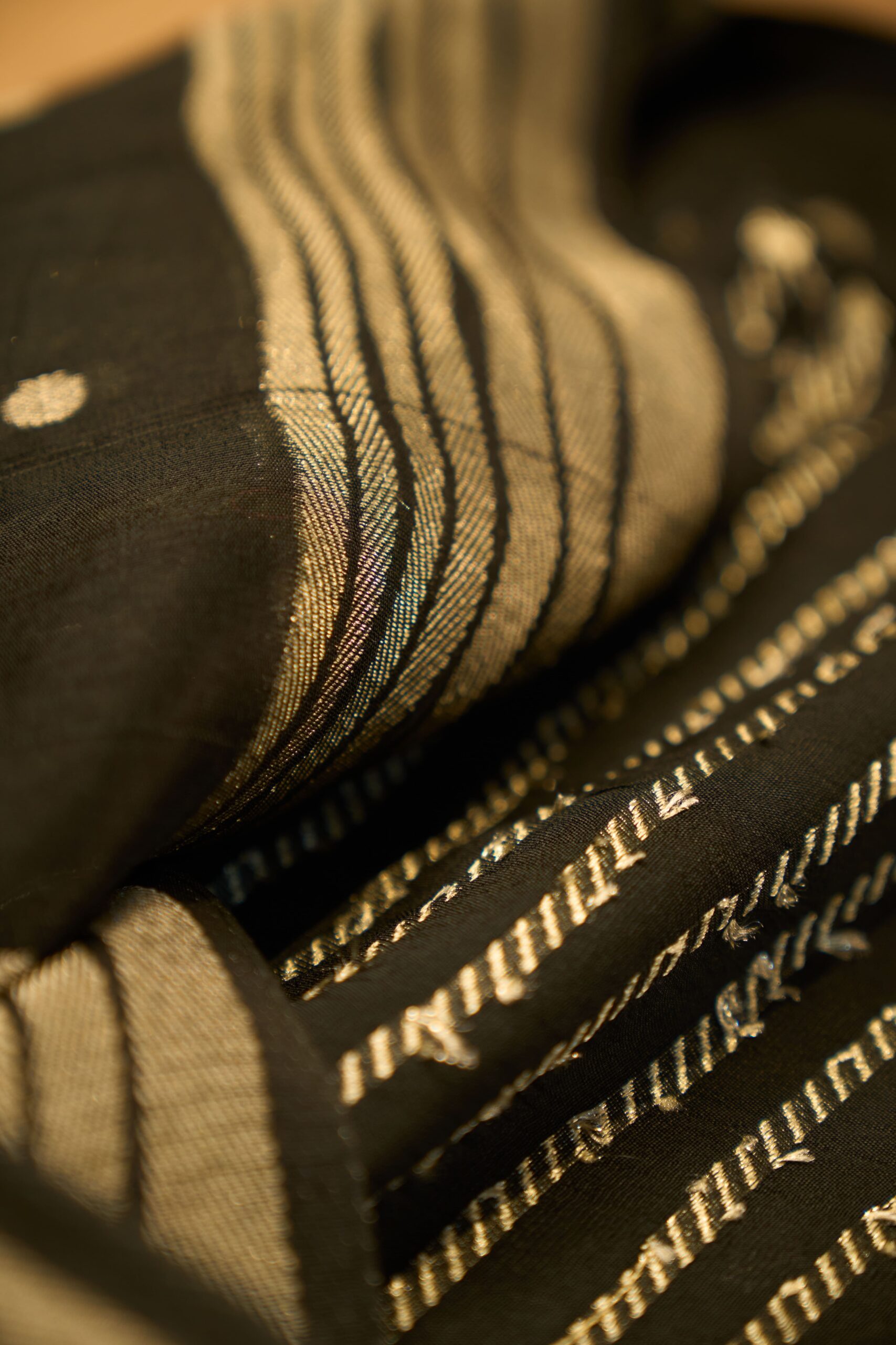 Zed black raw Tussar saree