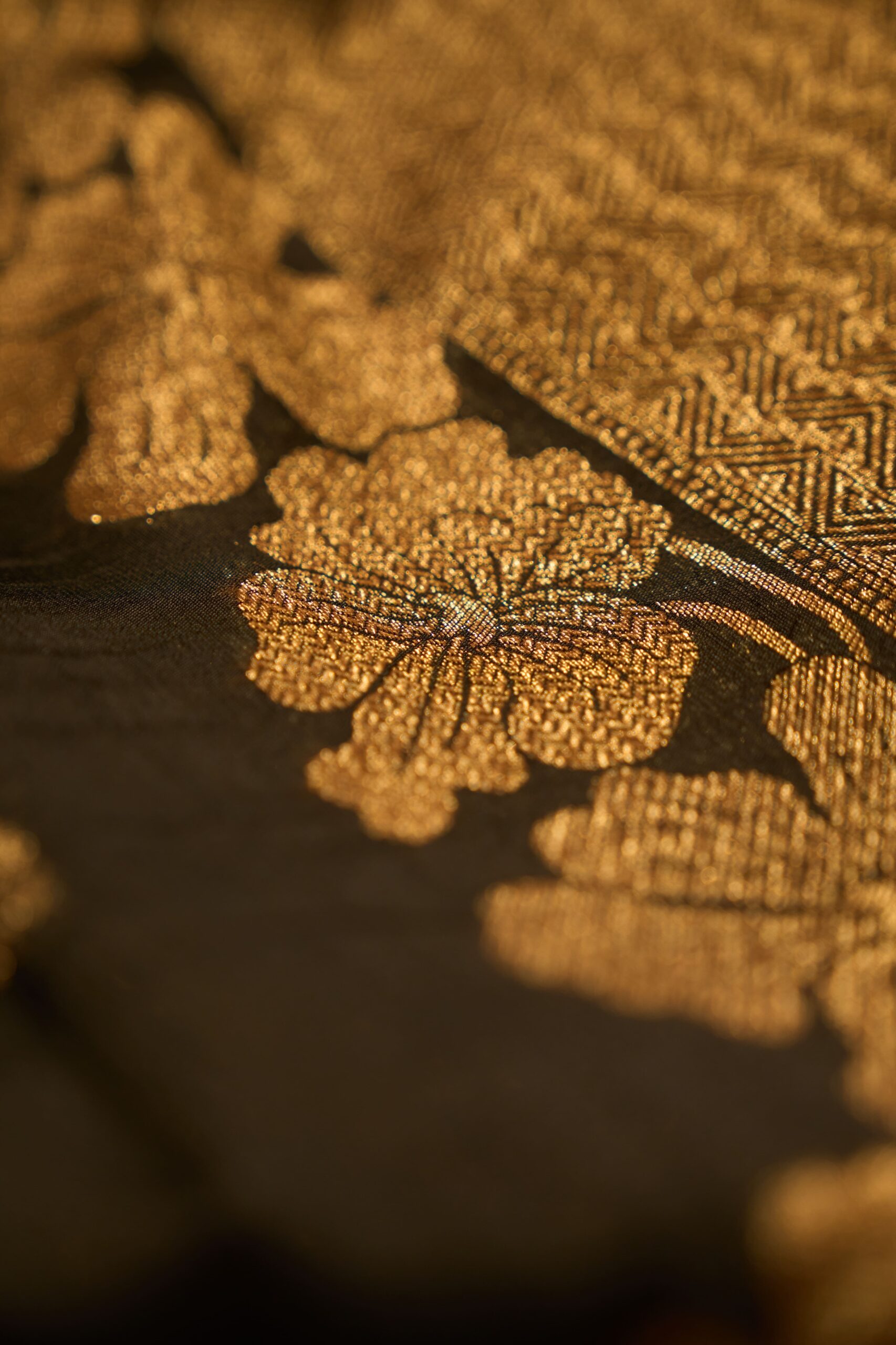 Mat black antique zari raw Tussar saree