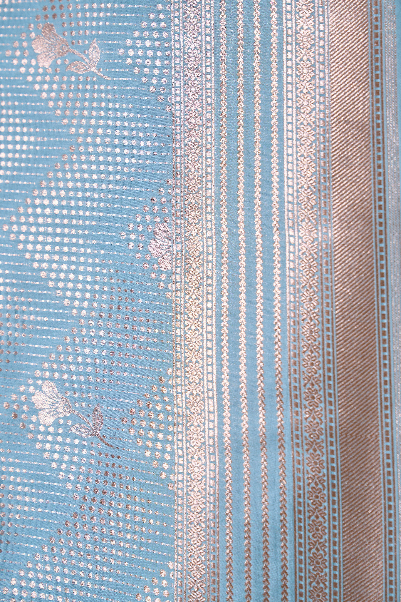 Light aqua blue Chiniya pure silk saree