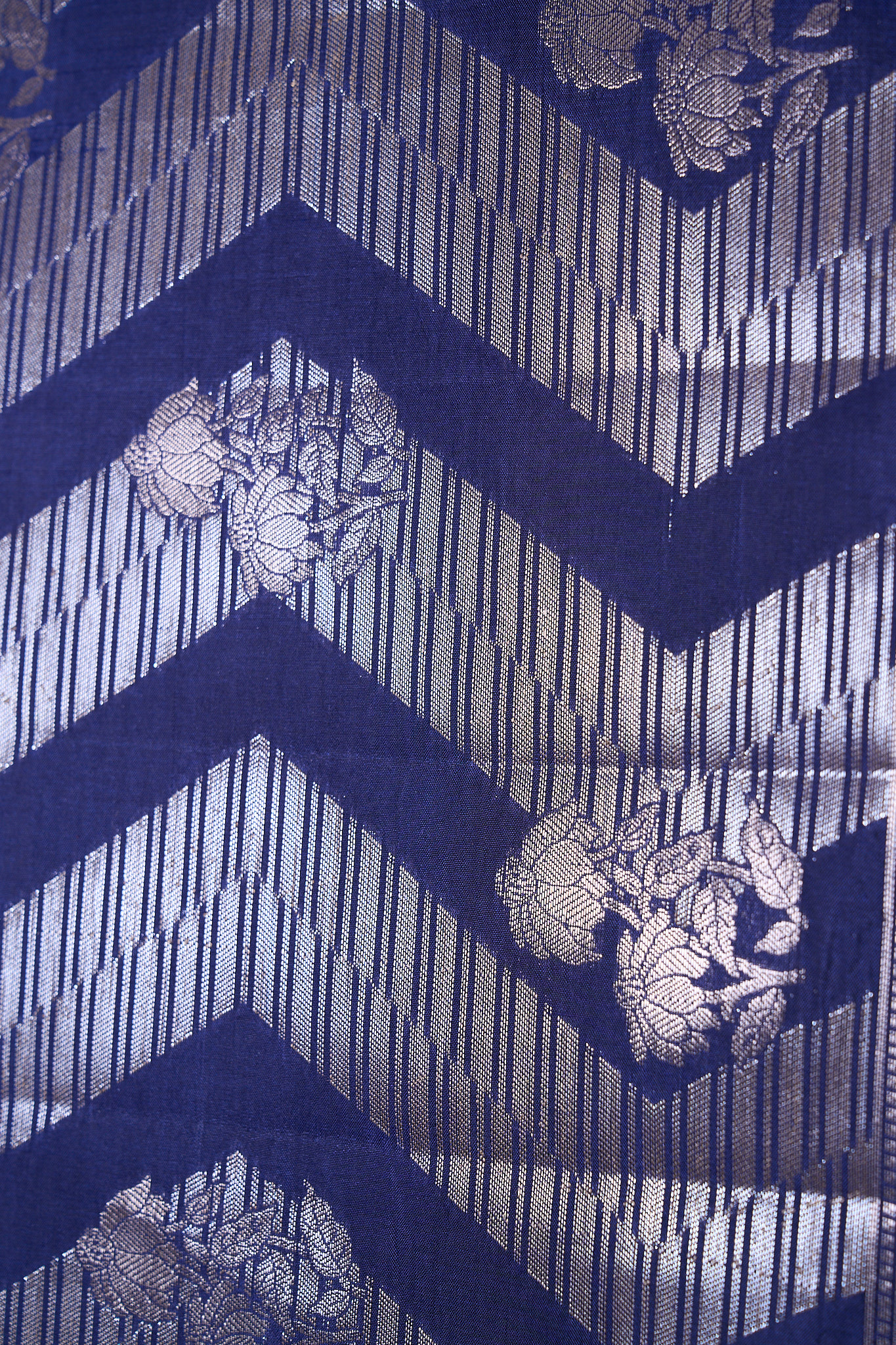 Petrol blue Chiniya pure silk saree
