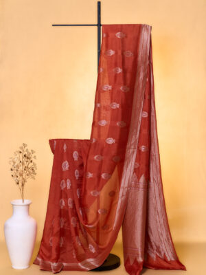 Rusty orange Kosa Tussar saree