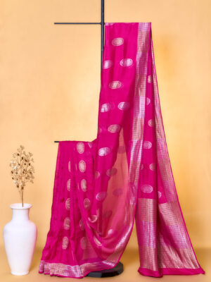 Hot pink Kosa Tussar saree
