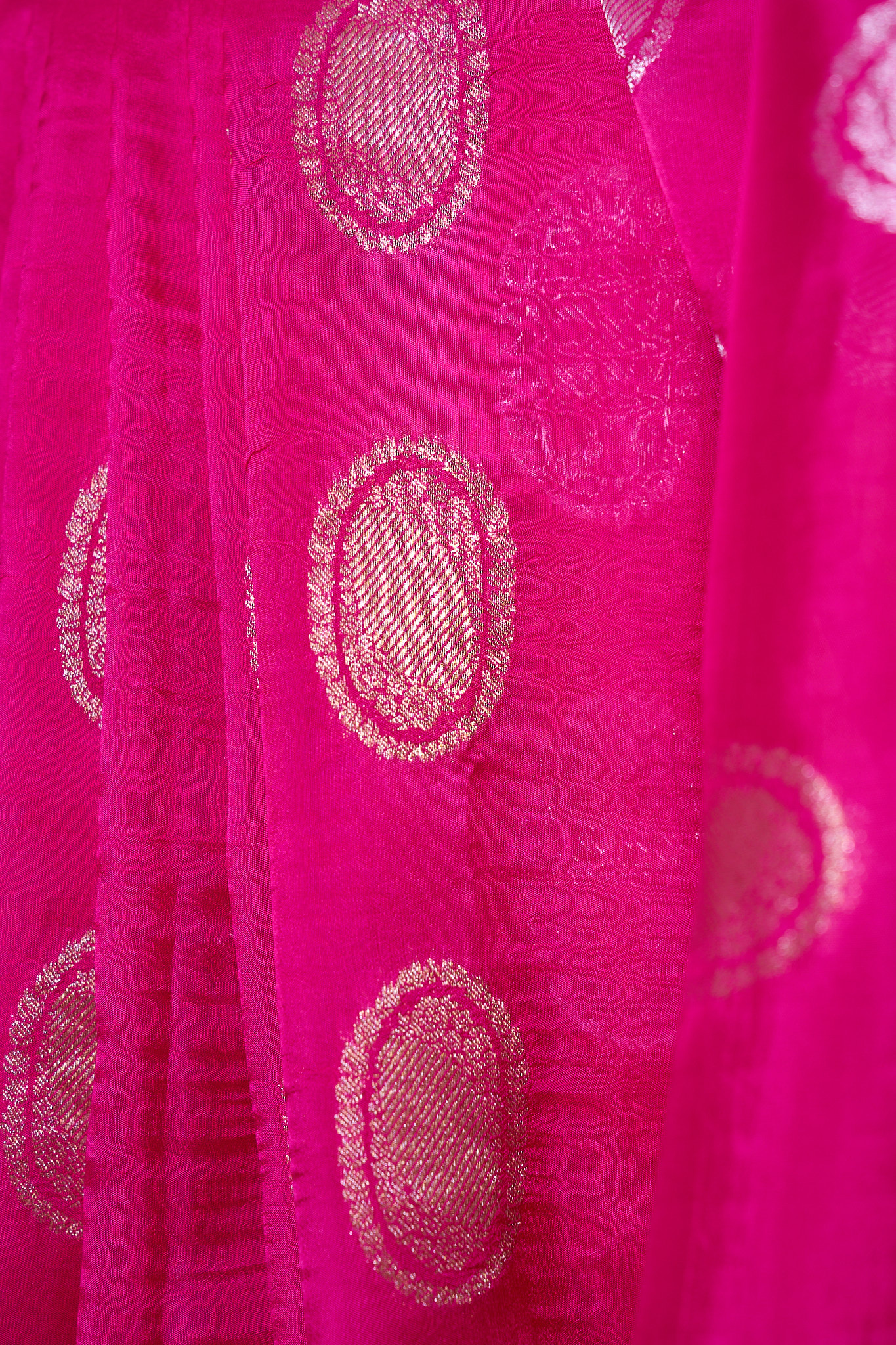Hot pink Kosa Tussar saree