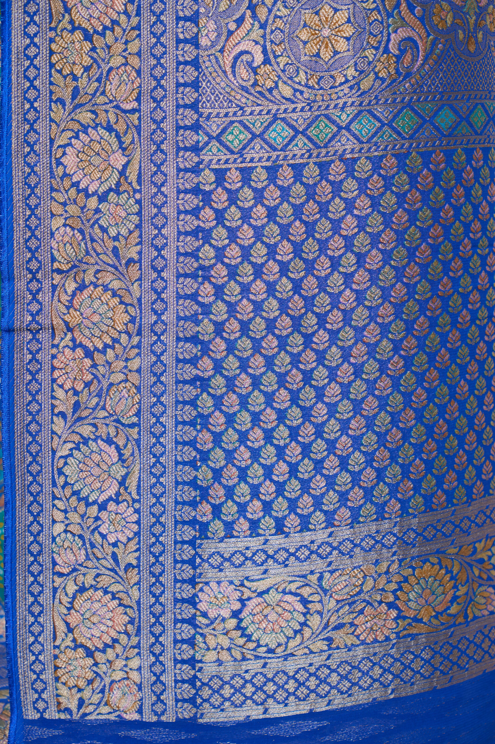 Royal blue Mysore Georgette woven Bandhani saree