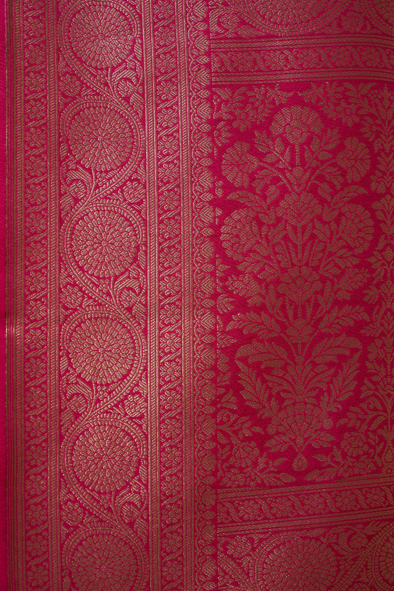 Deep pink Mysore Georgette woven Bandhani saree