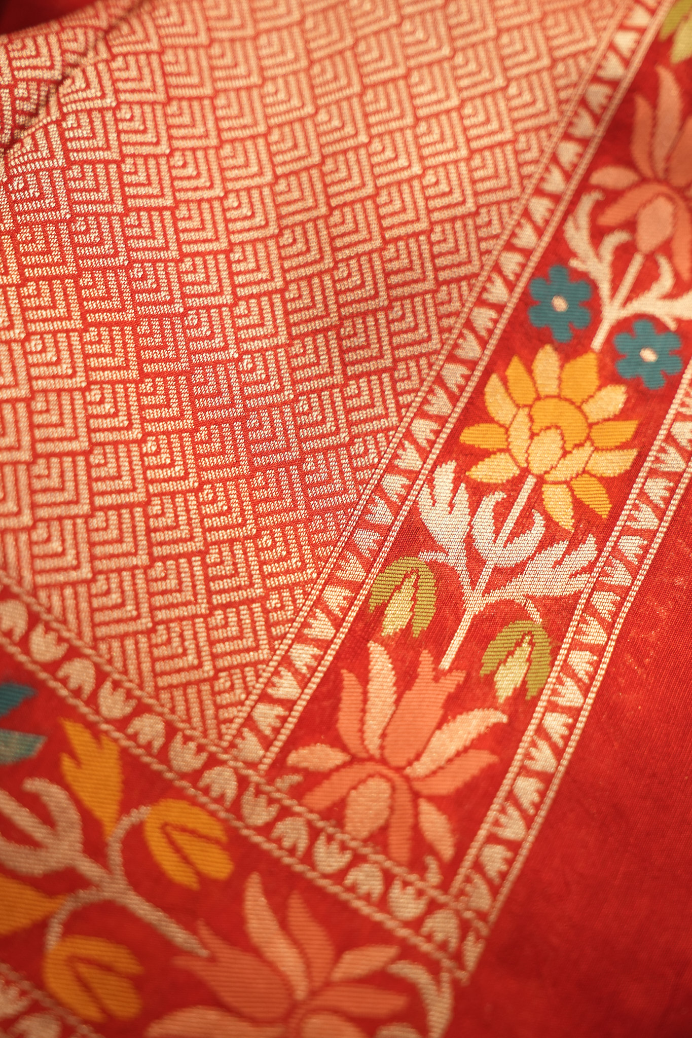 Royal red raw Tussar saree