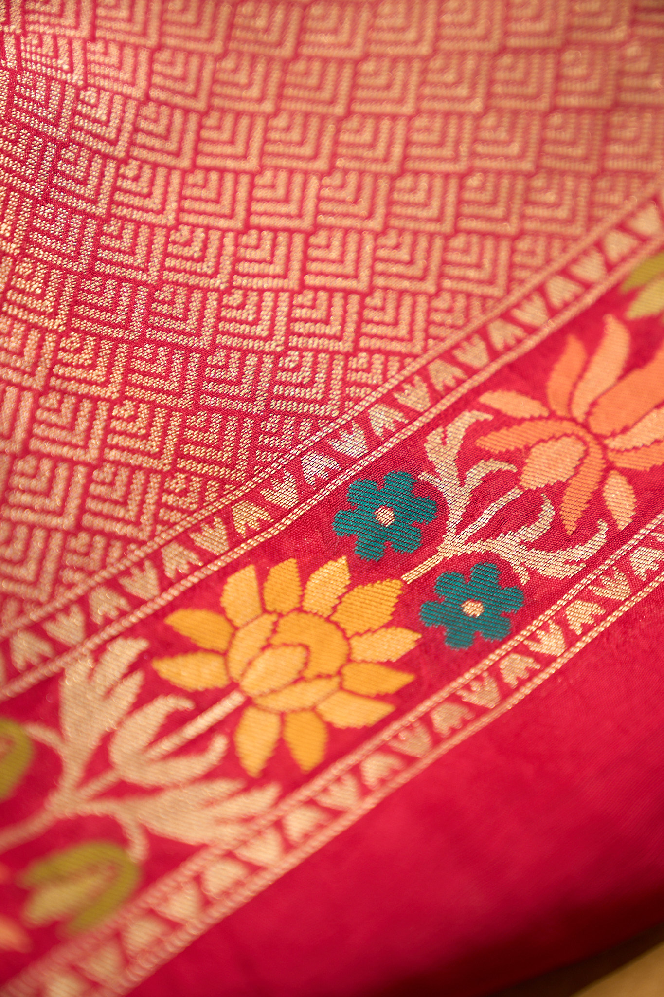 Shocking pink raw Tussar saree