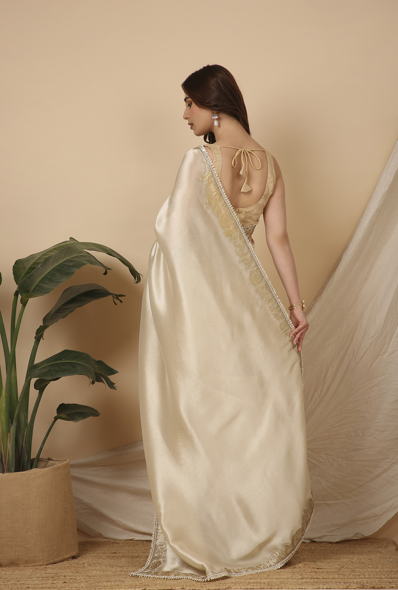 Silver patch work border signature saree