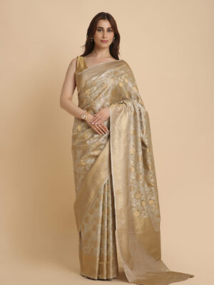 Sand golden Kanjivaram tissue saree