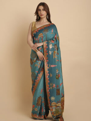 Peacock Pichwai Mooga saree