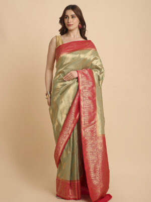 Pista green Banarasi brocade saree