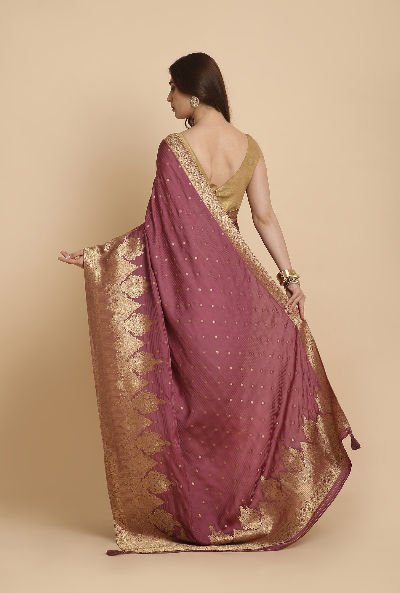 Onion pink Mashru silk saree