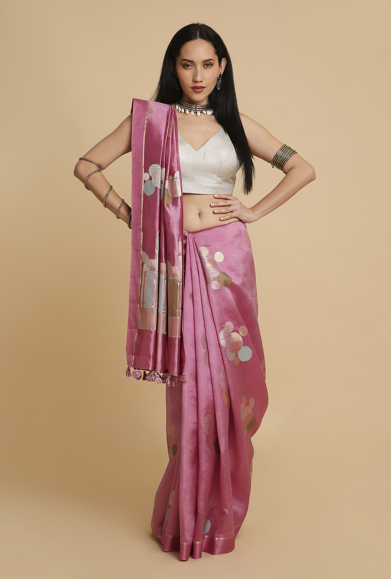 ORCHID PINK CHINIYA SILK SAREE