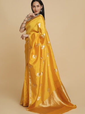 Royal Yellow Puna Silk Saree