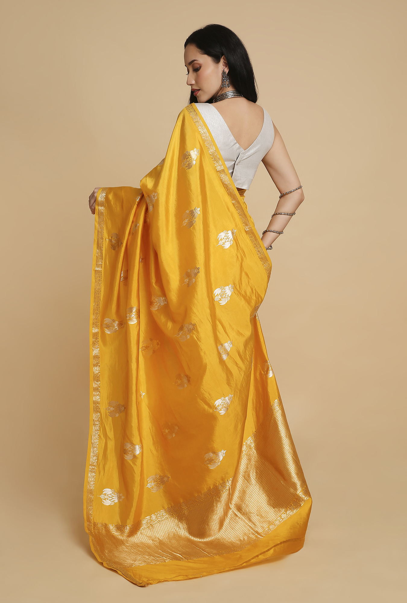 Royal Yellow Puna Silk Saree