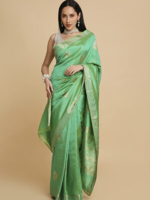 Gentle Green Puna Silk Saree