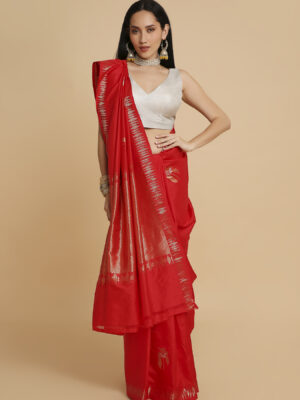 Red Puna Silk Saree