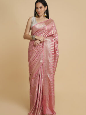 Light Pink Chiniya Silk Saree