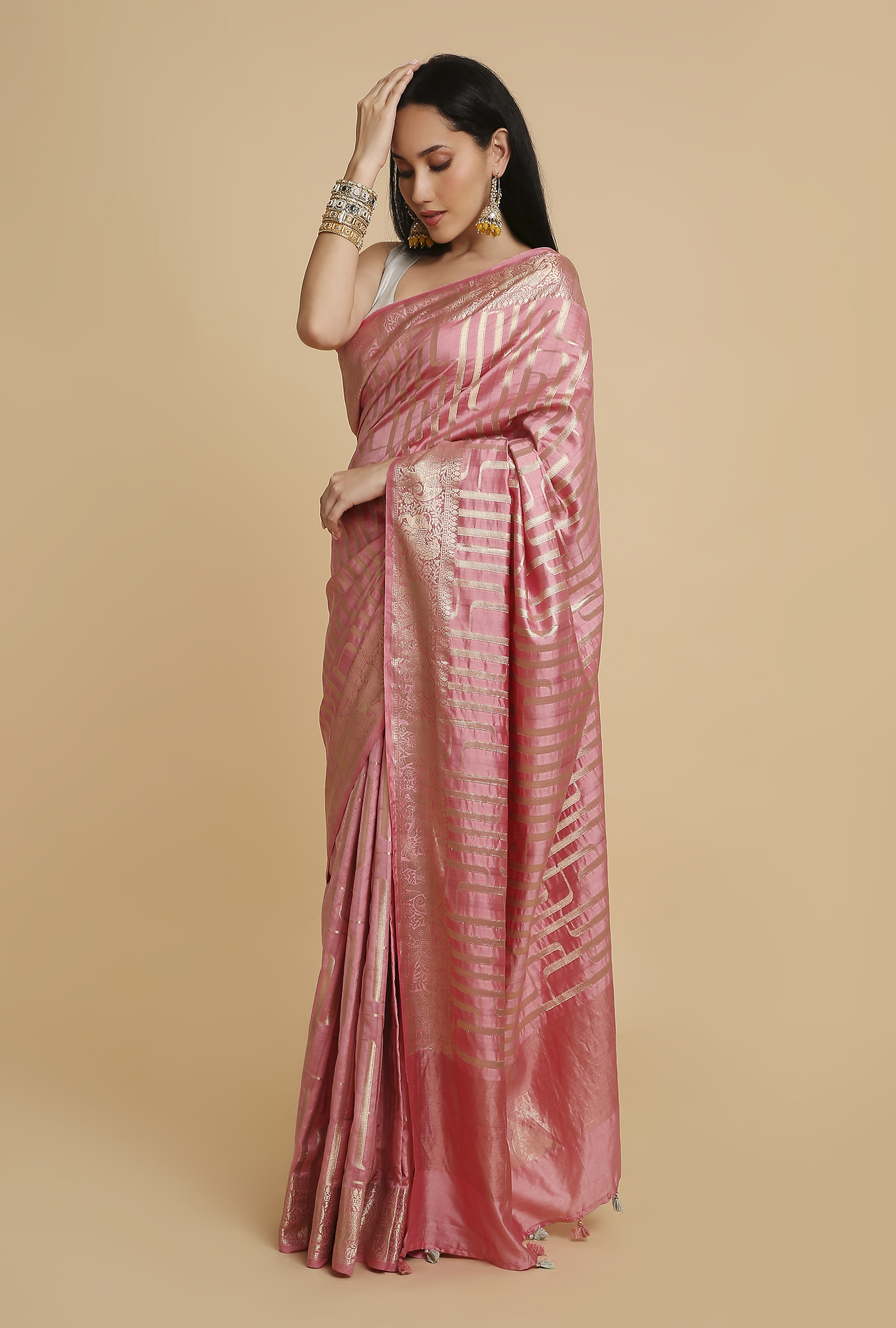 Light Pink Chiniya Silk Saree