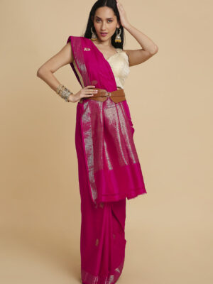 Dark Rani Puna Silk Saree
