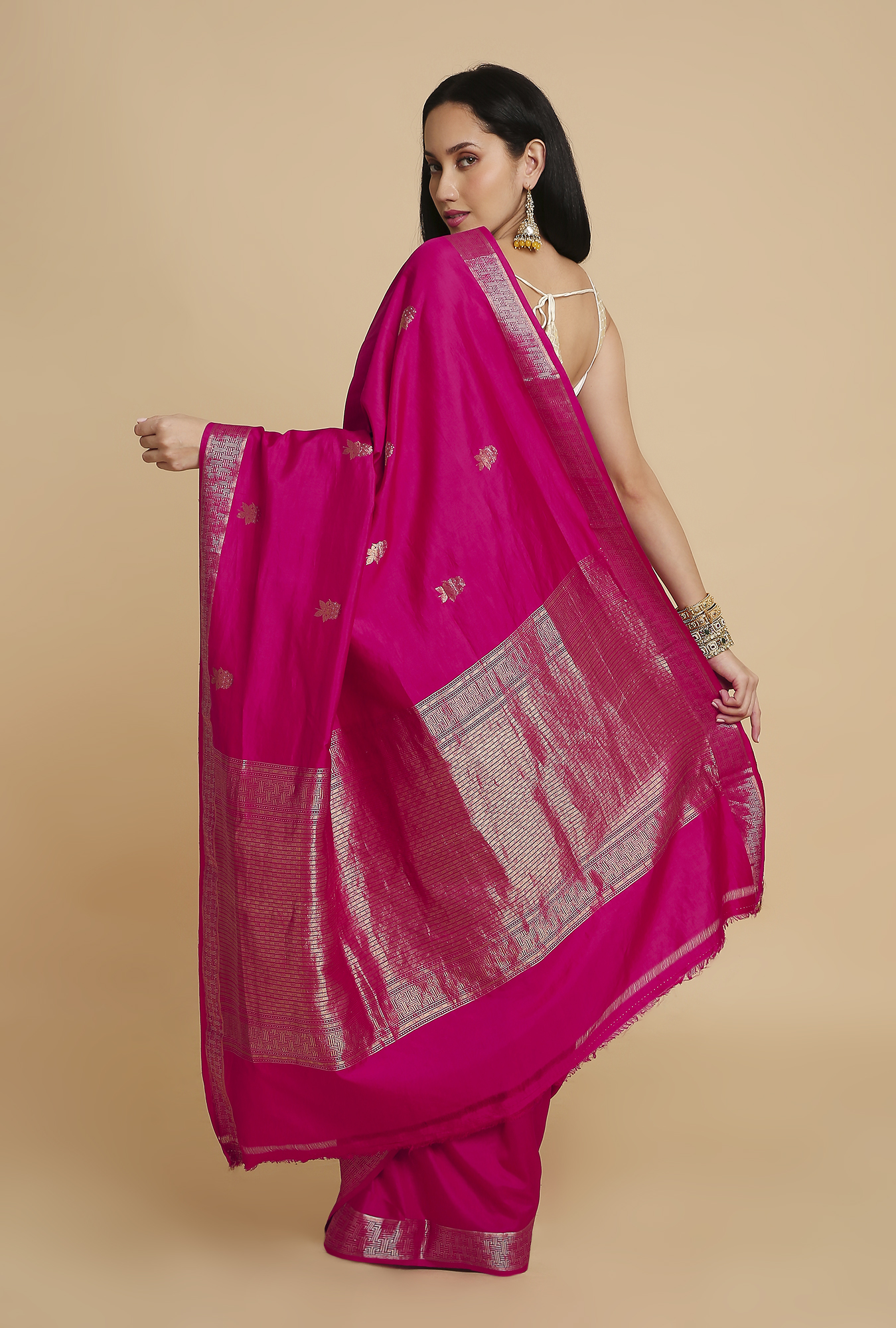 Dark Rani Puna Silk Saree