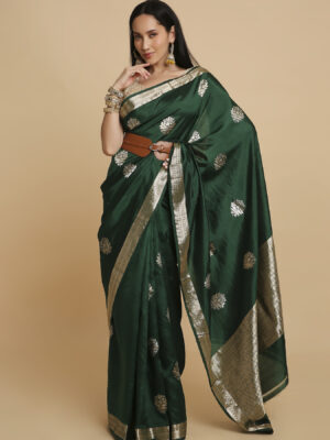 Bottle Green Puna Silk Saree