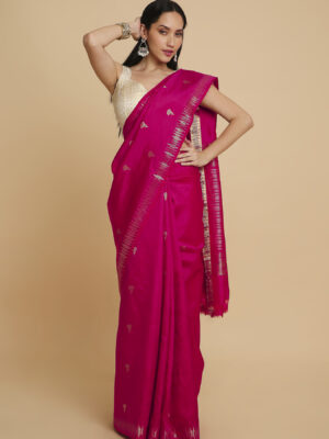 Rani Pink Puna Silk Saree