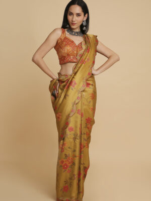 Muster Position Print Tissue Silk Saree