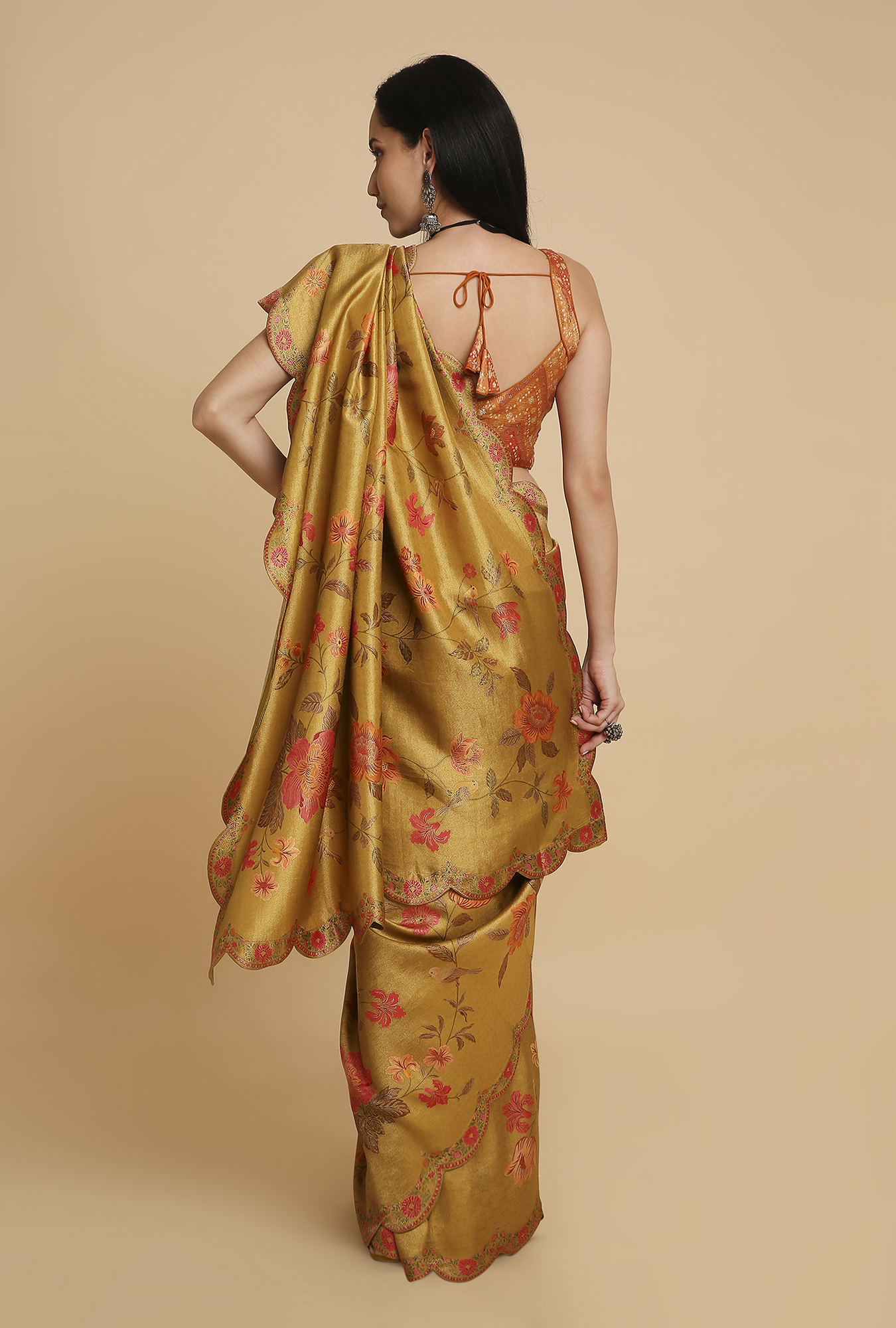 Muster Position Print Tissue Silk Saree