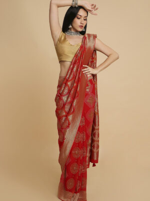 Red Georgette Bandhani Saree