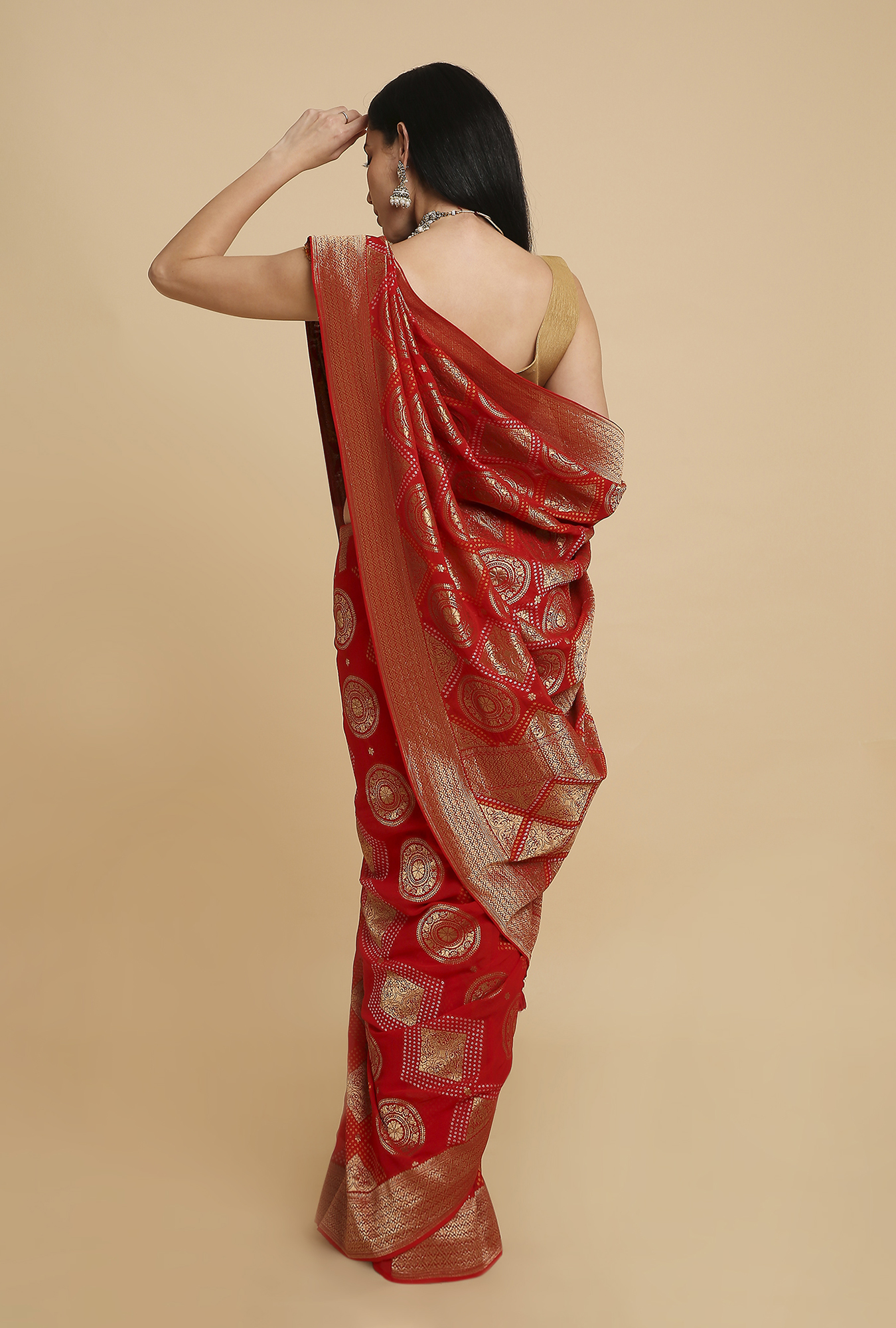 Red Georgette Bandhani Saree