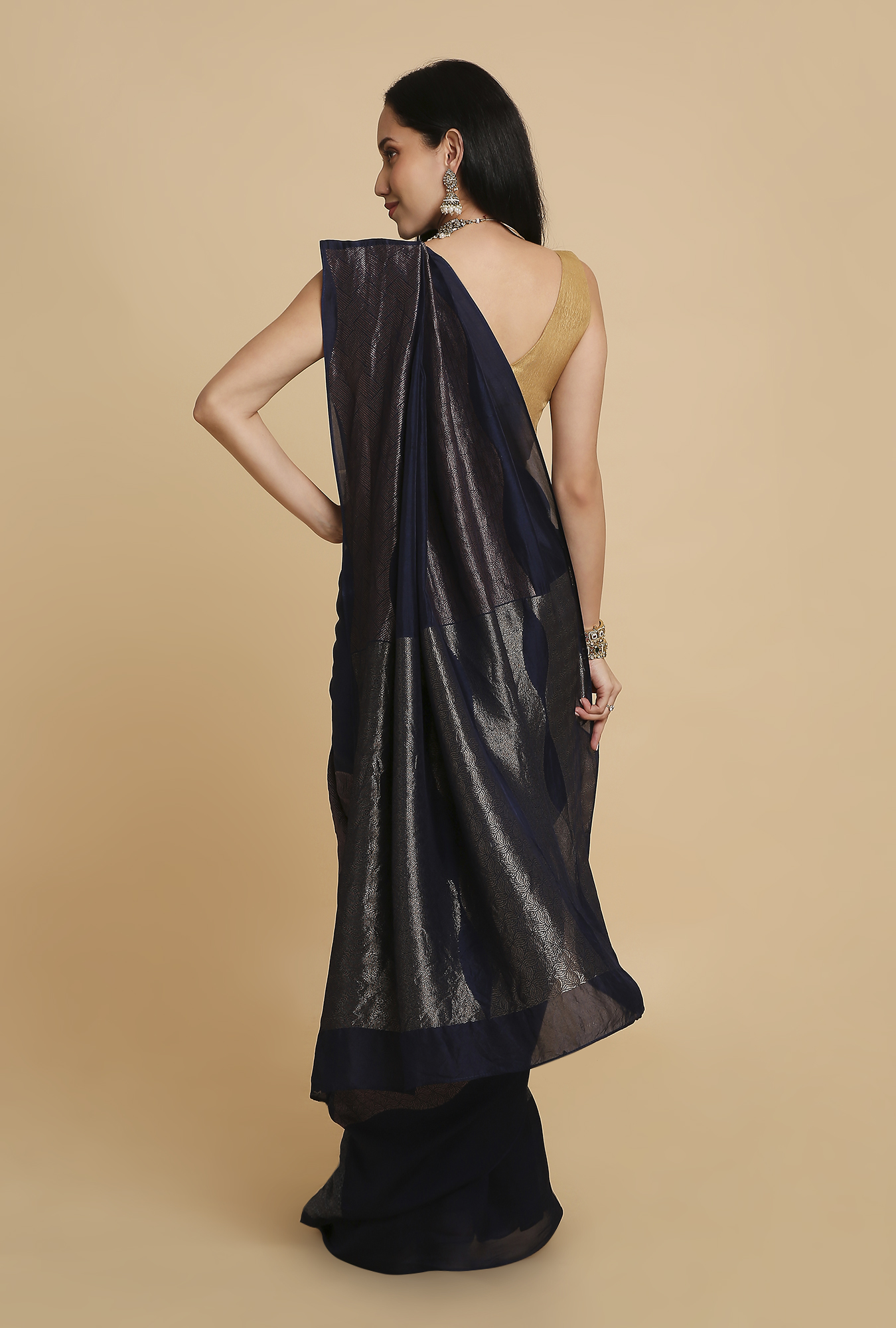 Indigo Blue Kosa Silk Saree
